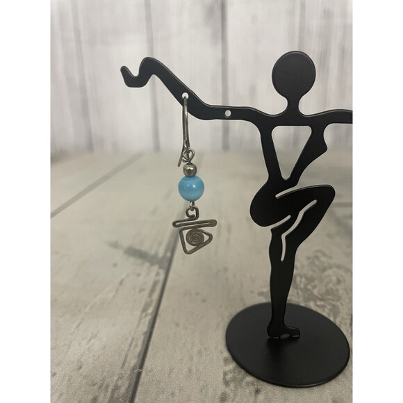 Artisan Blue Bead And Silver Tone Earring and 16" Necklace Set Southwest Boho - Picture 2 of 8